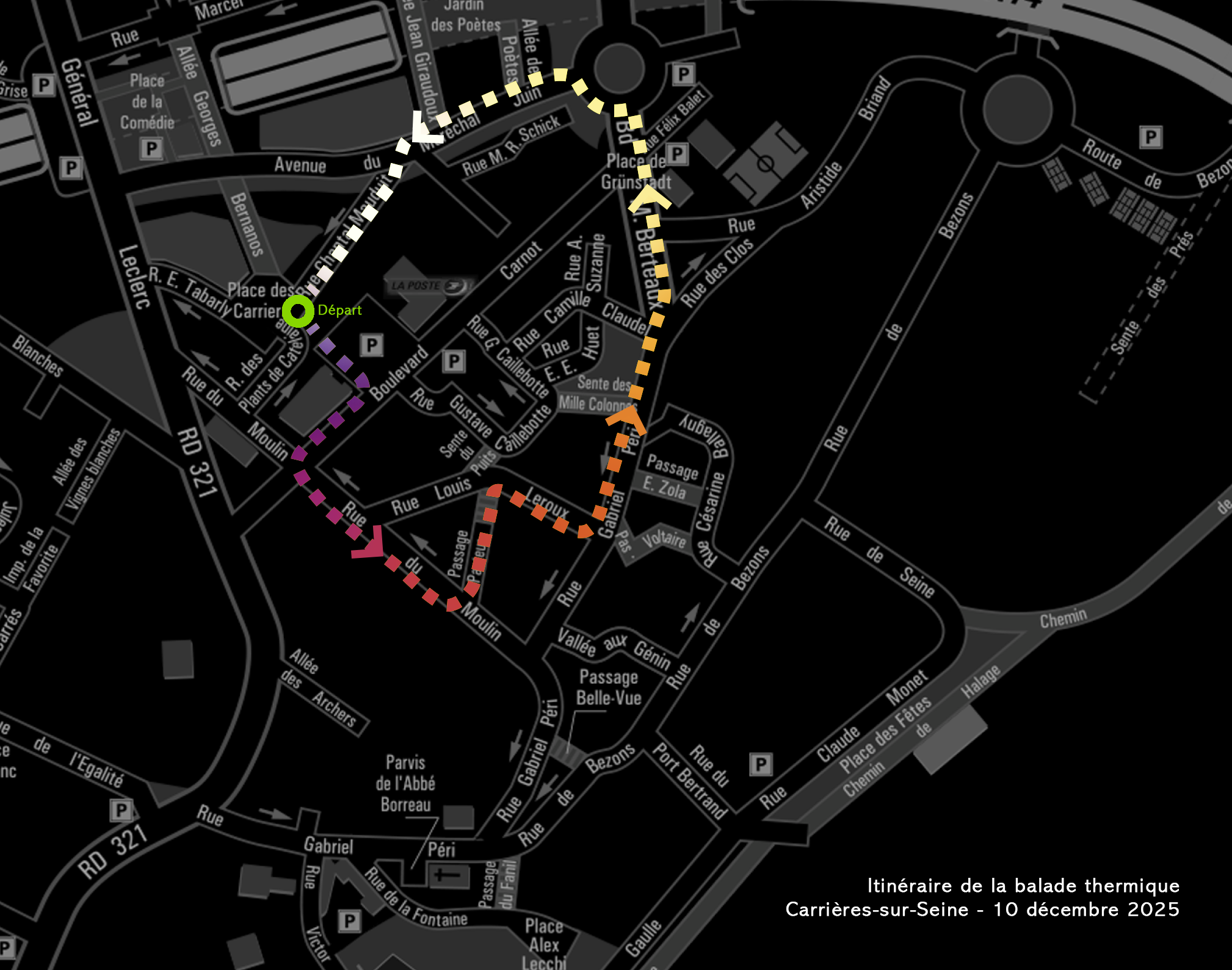Itinéraire de la balade thermique