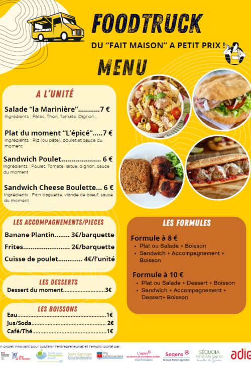Menu Foodtruck des Alouettes 2025