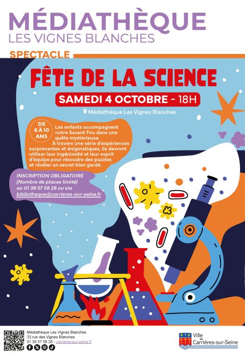 Affiche fête de la science médiathèque 2025