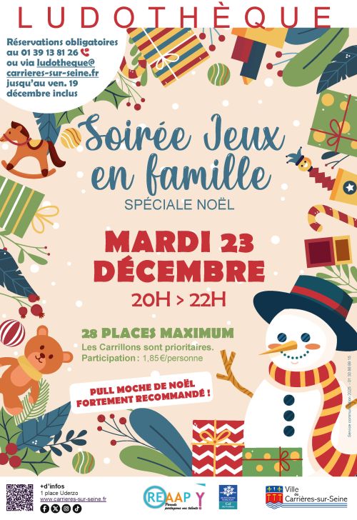 Affiche ludothèque soirée jeux en famille 23122025