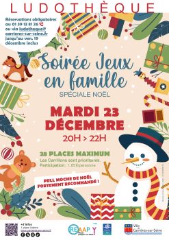 Affiche ludothèque soirée jeux en famille 23122025