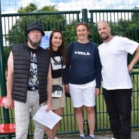 Kanay (Yannick Rodier), danseur pro et juge de la battle et membre fondateur du collectif Move and Art, Inessa Sanasayan, Agnès Conesa-Rouat, Maire-adjointe déléguée aux Affaires sociales et à la Politique de la ville, et X-Zéko (Guillaume Marzi), danseur pro et membre fondateur du collectif Move and Art. 